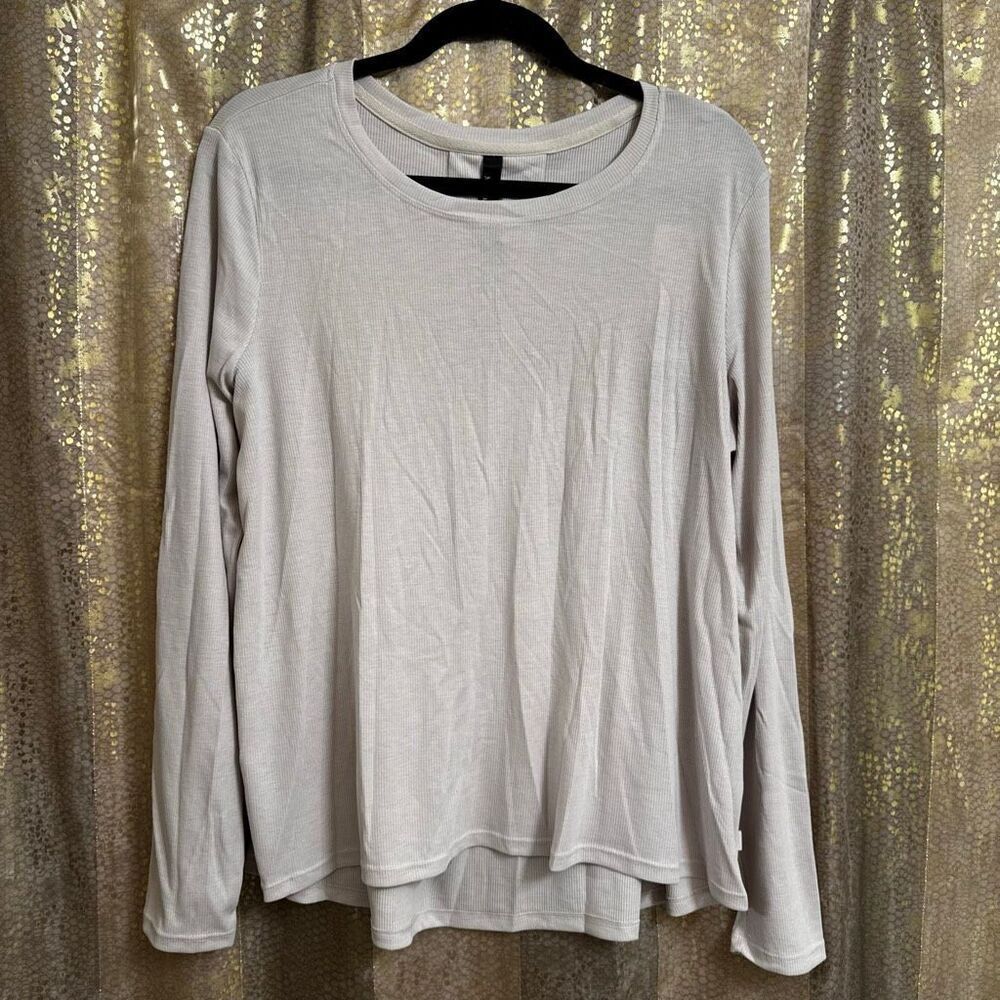 Mondetta Stretchy Tencel Oat Taupe Ribbed Long Sleeve Top XL NWT